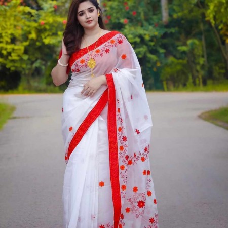 Half Silk  Saree With Blouse Pc with Blouse(2404)
