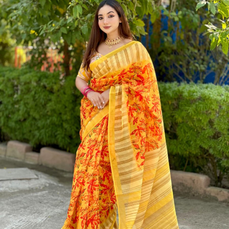 Premium Chandery Silk Saree Code - 4313