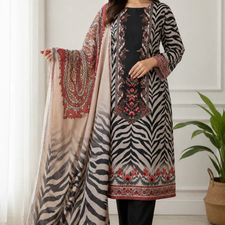 NB-006 এসি কটন থ্রী পিস (Beige Black)