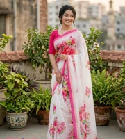 (code-328) ডিজিটাল প্রিন্টেড সফট সিল্ক শাড়ি